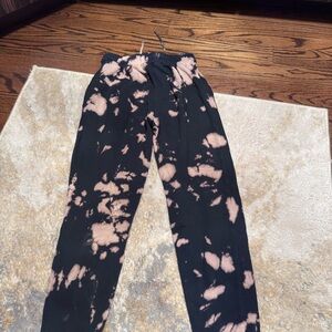 Elan Black and Pink Track Pants with Unique Tie-Dye Effect